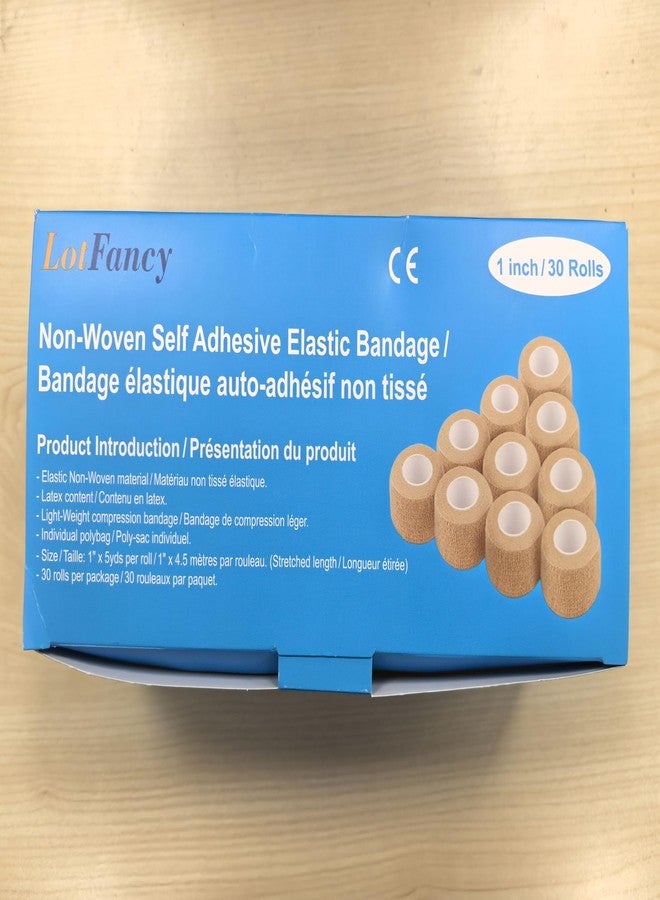 لوتفانسي شريط لاصق ذاتي من لوت فانسي، عبوة من 30 قطعة، 1 بوصة × 5 ياردات، ضمادة لاصقة ذاتية، ضمادة مرنة متماسكة، شريط طبي للإسعافات الأولية لالتواءات وتورم الأصابع والكاحلين والركبة والمعصم - Image 4